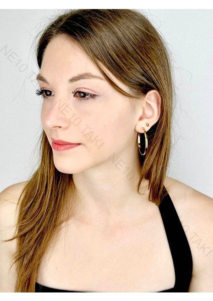 Halka model, Paslanmaz Çelik Küpe 630, Altın Renk, Çap 40mm modelleri