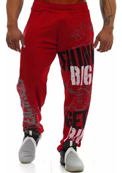 Büyük Beden Özel Tasarım Sokak Modası Big Graffiti Baskılı %100 Pamuk Kışlık Yarı Şalvar Erkek Eşofman Altı