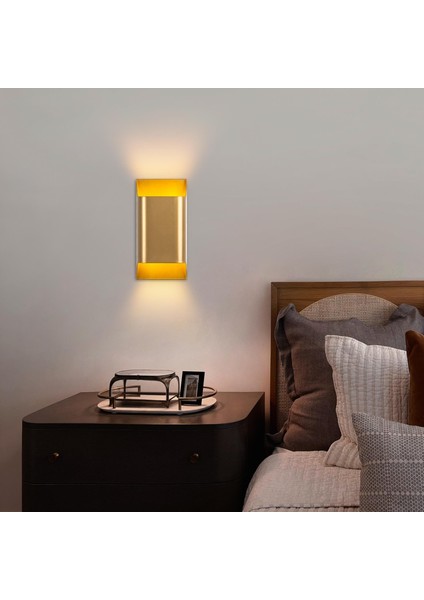 Bera Çift Yönlü Metal Aplik Parlak Gold, Rustik Dekoratif Duvar Lambası BERA-15312