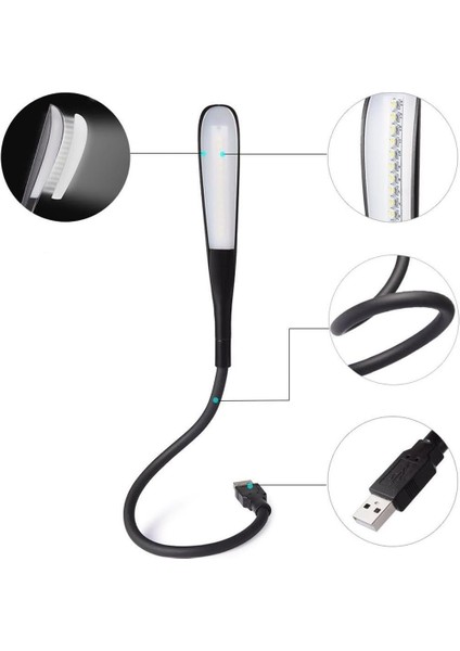 PM-24561 14 Ledli Siyah Esnek USB LED Lamba