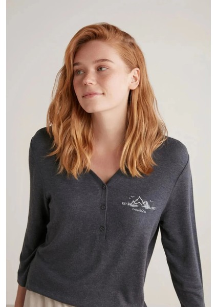 Nautıca W604 Kadın Patlı V Yaka Uzun Kollu Pijama Takımı fiyatları