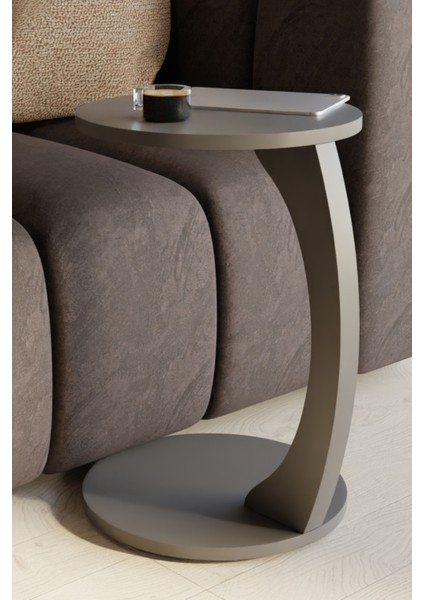 Tekerlekli C Tasarım Antrasit Gri Yan Sehpa