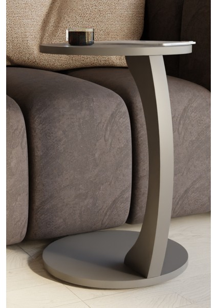 Tekerlekli C Tasarım Antrasit Gri Yan Sehpa