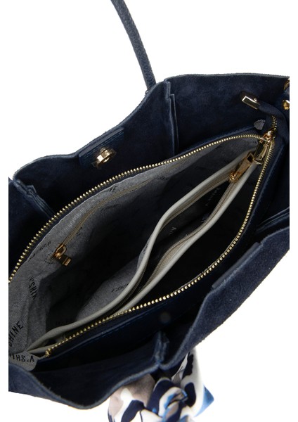 , Kadın Hakiki Deri Omuz ve El Çantası 153979Z5013 Lacivert fırsatları