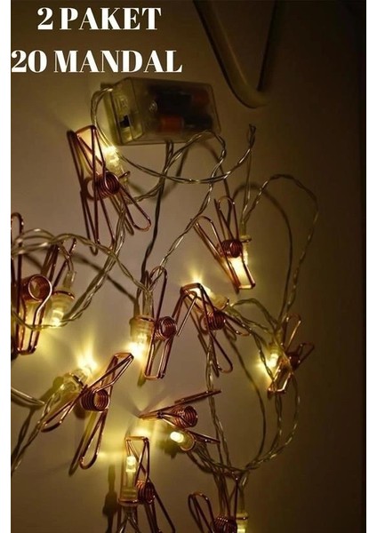 Buffer® Bakır Renkli LED Işıklı Fotoğraf Asma Işık Süsleme Mandalları indirimleri