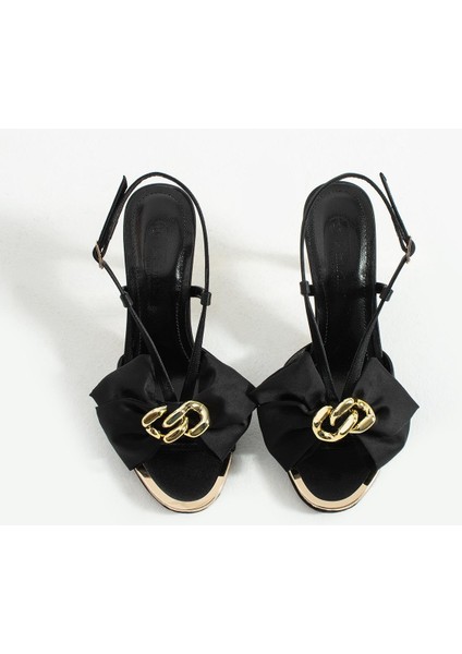 Kadın Fiyonk Detaylı Topuklu Sandalet Varen - Siyah fırsatları