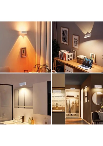 SK-BD188F Çift Yönlü Hareket Sensörlü Dekoratif Şarjlı Duvar Aplik 2 Mercekli 15 Smd Ledli 3000K-4000K-6500K fırsatları