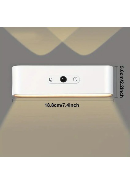 SK-BD188F Çift Yönlü Hareket Sensörlü Dekoratif Şarjlı Duvar Aplik 2 Mercekli 15 Smd Ledli 3000K-4000K-6500K