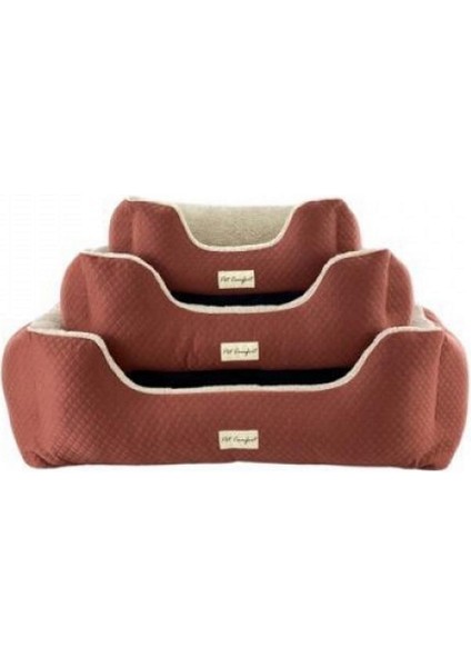 Techmrt Pet Comfort Echo Köpek Yatağı Tarçın/ecru Peluş M 80X65CM