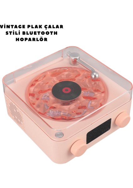 Retro Bluetooth Hoparlör PEMBE