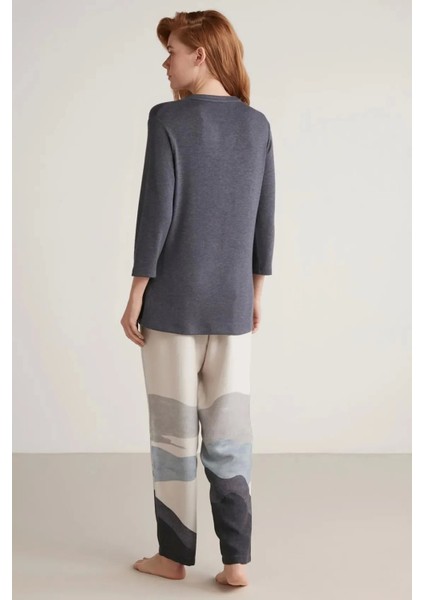 Nautıca W604 Kadın Patlı V Yaka Uzun Kollu Pijama Takımı modelleri