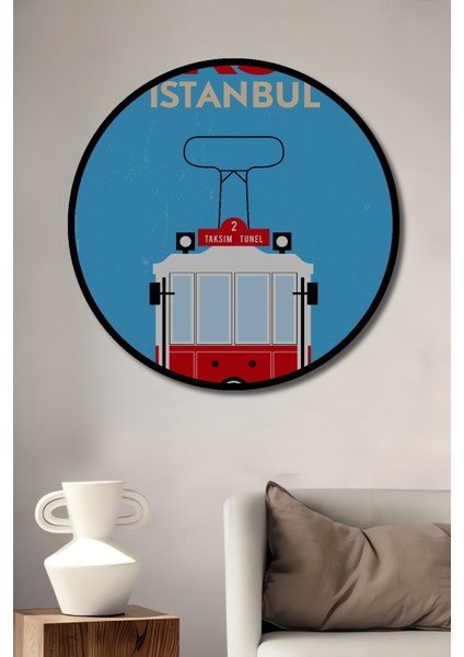 Çerçeve Görünümlü Taksim Istanbul Dekoratif Ahşap Mdf Ev Duvar Tablo Yuvarlak Ev Duvar Tablo