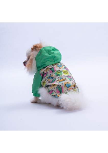 Denver Dino Yeşil Dinozor Desenli Köpek Mont Köpek Yağmurluk Köpek Kıyafeti Köpek Elbisesi modelleri