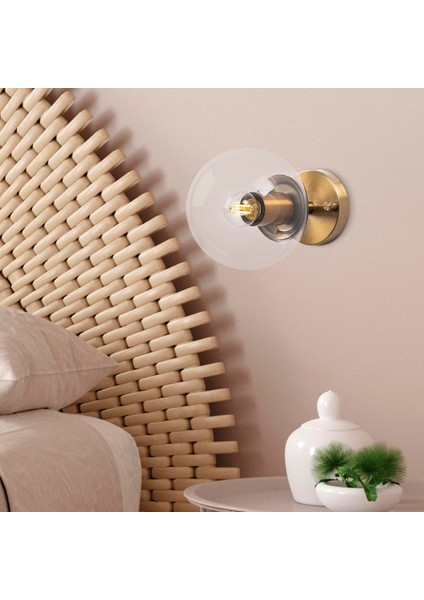 Atmaca Modern Tekli Şeffaf Glop Cam Aplik Altın Vernik, Dekor Duvar Aydınlatma ATMACA-10235 fiyatları