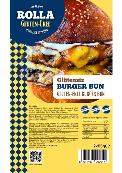 Glütensiz Burger Ekmeği (Laktozsuz - Vegan) (4 Adet x 85GR) Rolla Gluten Free modelleri