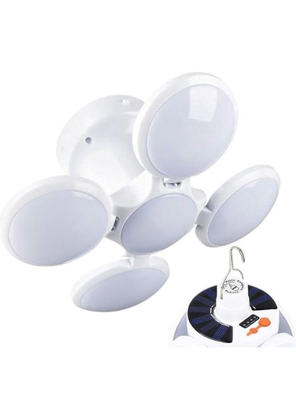 PR-2038 5 Kanatlı Solar Bataryalı Şarjlı Katlanabilir Acil Durum Kamp Lambası