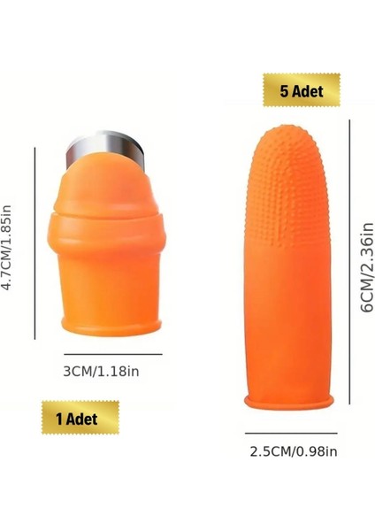 ® 5 Parça Pratik Parmak Koruyucu 1 Parça Baş Parmak Bıçaklı Eldiven Sebze Meyve Soyucu Kesme Ayıklayıcı Silikon Set indirimleri