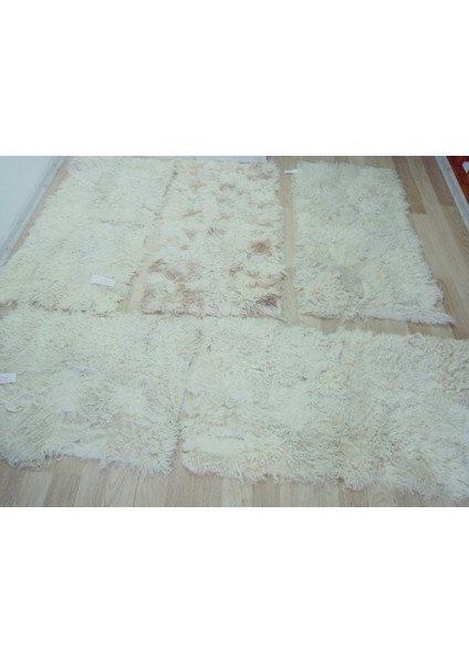 Gerçek Koyun Postundan Toskana Uzun Tüylü, Kalın Tok Duran Rengarenk Halı Seccade