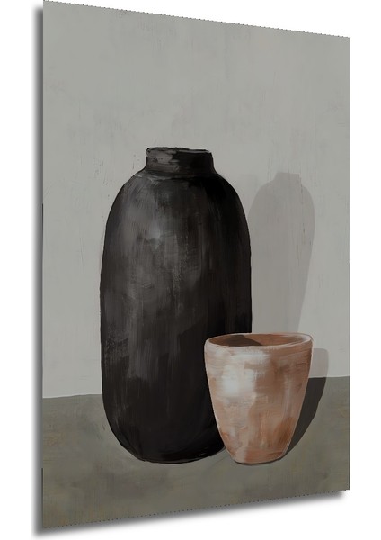 Siyah Vazo ve Kil Çömlek Dekoratif Ahşap Mdf Ev/işyeri Duvar Tablo Dikdörtgen Ev/işyeri Duvar Tablo modelleri