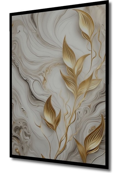 Çerçeve Görünümlü Altın Yapraklar Dekoratif Ahşap Mdf Ev Duvar Tablo Dikdörtgen Ev Duvar Tablo fiyatları