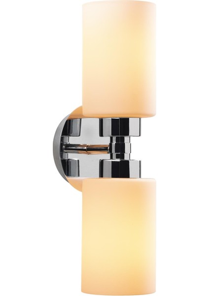 Balcova Modern Ikili Cam Aplik Krom, Dekoratif Duvar Lambası BALCOVA-N-347