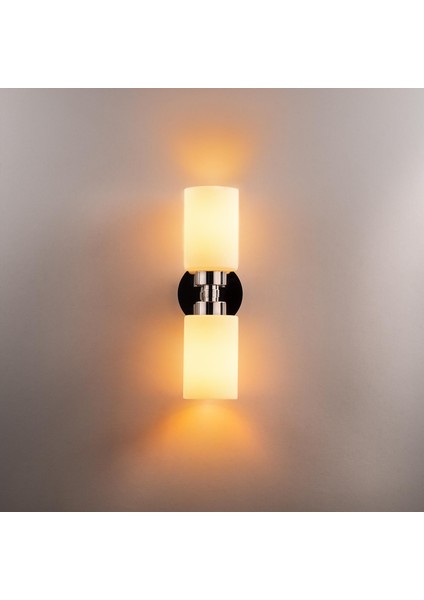 Balcova Modern Ikili Cam Aplik Krom, Dekoratif Duvar Lambası BALCOVA-N-347 modelleri