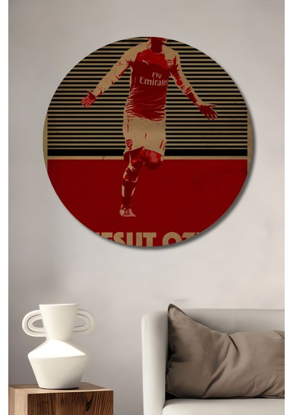 Mesut Özil Ahşap Mdf Dekoratif Ev/işyeri Duvar Tablo Yuvarlak Ev/işyeri Duvar Tablo