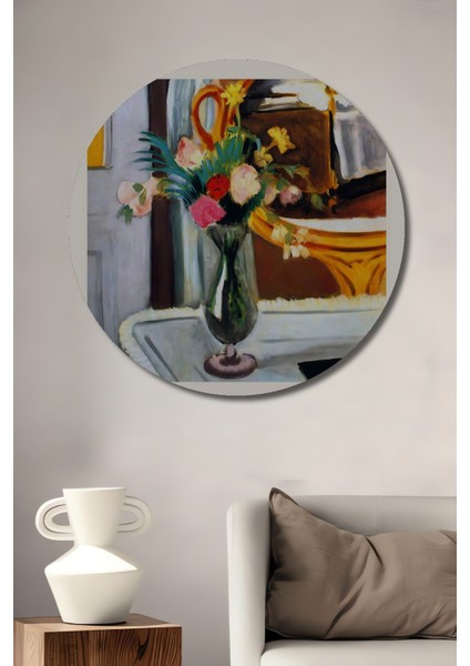 Matisse Ahşap Mdf Dekoratif Tablo Çiçekli Ayna Yansıması 1919 Yuvarlak Tablo