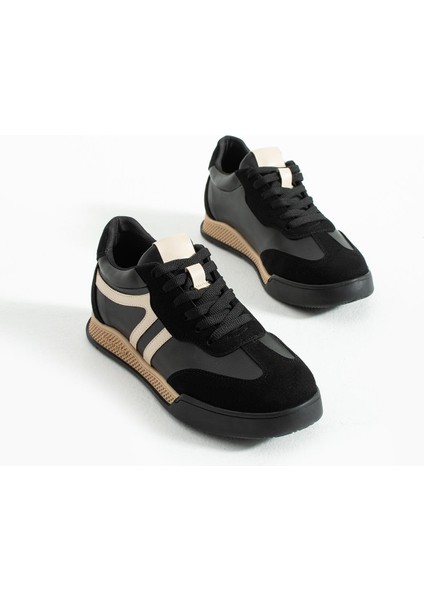Kadın Sneaker Bağcıklı Spor Ayakkabı Tera - Siyah