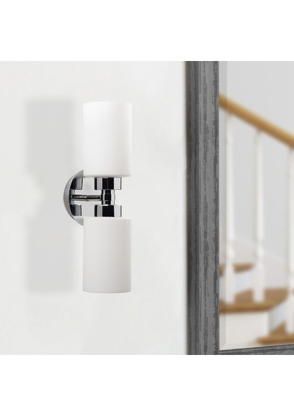 Balcova Modern Ikili Cam Aplik Krom, Dekoratif Duvar Lambası BALCOVA-N-347 indirimleri