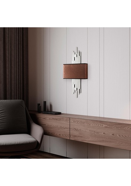 Axis Çift Yönlü Abajur Başlıklı Aplik Krom, Rustik Dekoratif Metal Tekli Duvar Lambası AXIS-15123