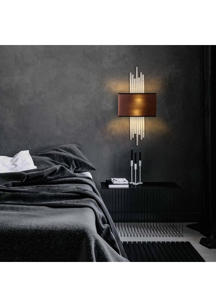 Axis Çift Yönlü Abajur Başlıklı Aplik Krom, Rustik Dekoratif Metal Tekli Duvar Lambası AXIS-15123 modelleri