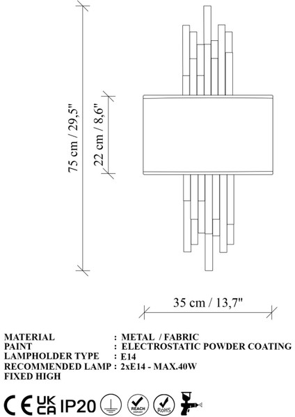 Axis Çift Yönlü Abajur Başlıklı Aplik Krom, Rustik Dekoratif Metal Tekli Duvar Lambası AXIS-15123 indirimleri