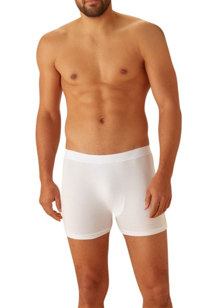 Erkek Spor Boxer - Fitness Boxer - Rikralı Erkek Boxer- Toparlayıcı Erkek Boxer Beyaz Boxer