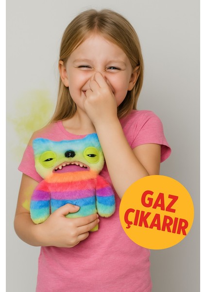 Gaz Çıkaran Fuggler Fart Face Sesli Hareket Sensörlü Komik Çirkin Peluş Oyuncak Wide Eyed Weirdo 22C