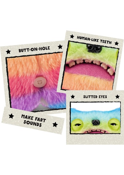 Gaz Çıkaran Fuggler Fart Face Sesli Hareket Sensörlü Komik Çirkin Peluş Oyuncak Wide Eyed Weirdo 22C fırsatları