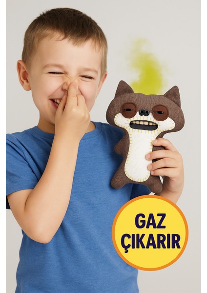 Gaz Çıkaran Fuggler Fart Face Sesli Hareket Sensörlü Komik Çirkin Peluş Oyuncak Suspicious Fox 22CM