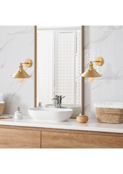 Conical Metal Sıvama Tekli Aplik Parlak Gold, Endüstriyel Dekoratif Duvar Lambası CONICAL-12196 fiyatları