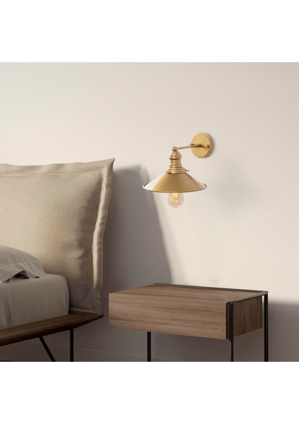 Conical Metal Sıvama Tekli Aplik Parlak Gold, Endüstriyel Dekoratif Duvar Lambası CONICAL-12196 fırsatları