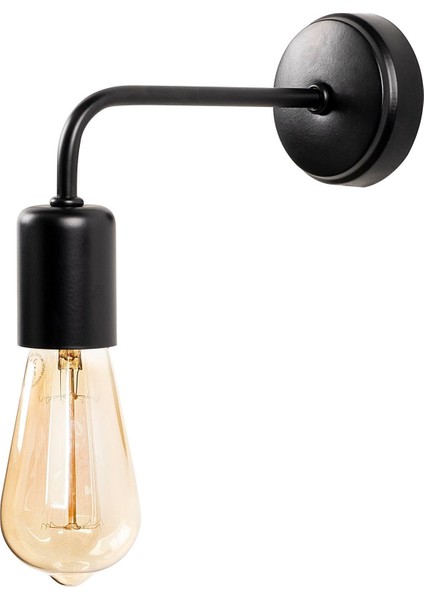 Denge Rustik Metal Tekli Aplik Siyah, Endüstriyel Dekoratif Duvar Lambası DENGE-3434