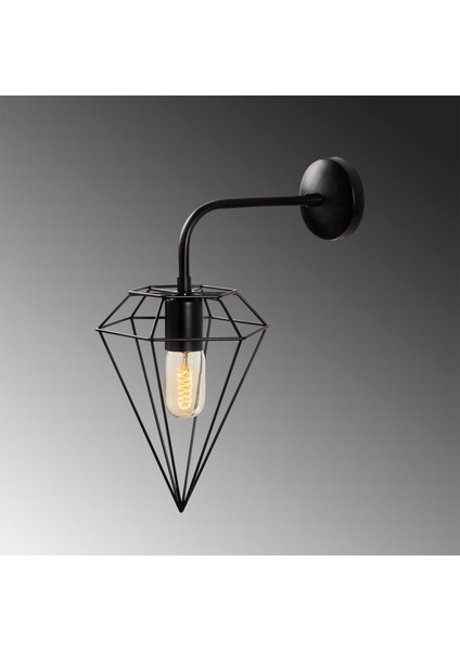 Elmas Geometrik Tel Başlık Metal Tekli Aplik Pütürlü Siyah,modern Dekoratif Duvar Lambası ELMAS-6301 fırsatları