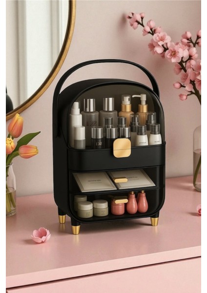 Çok Amaçlı 3 Çekmece ve Üst Kapaklı Makyaj Organizeri Depolama Kutusu
