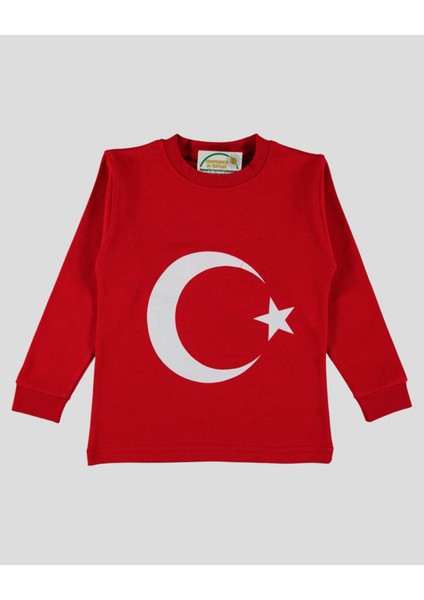 Ay Yıldız Baskılı Uzun Kollu Bisiklet Yaka Unısex Tişört modelleri