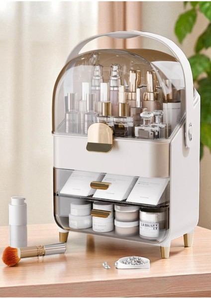 Çok Amaçlı 3 Çekmece ve Üst Kapaklı Makyaj Organizeri Depolama Kutusu