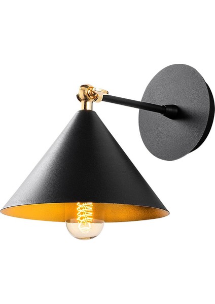 Çatı Mafsallı Hareketli Başlık Tekli Duvar Aplik Siyah,endüstriyel Metal Duvar Lambası CATI-185BLACK