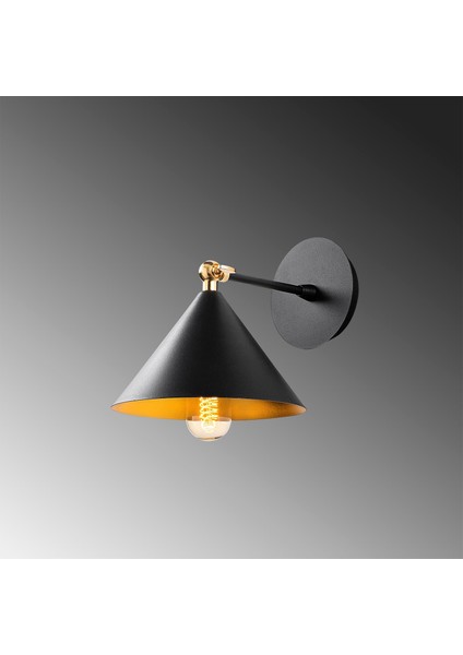 Çatı Mafsallı Hareketli Başlık Tekli Duvar Aplik Siyah,endüstriyel Metal Duvar Lambası CATI-185BLACK fırsatları