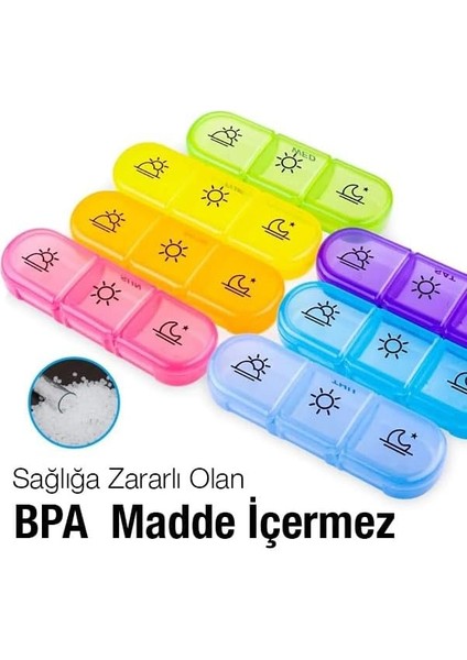 7 Günlük Ilaç Saklama Kutusu, 21 Bölmeli, Renkli, Haftalık Vitamin Organizatörü modelleri