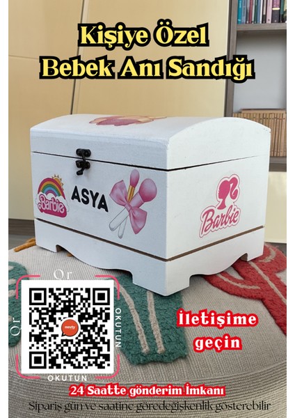 Kişiye Özel Bebek ve Aile Hatıra Sandığı/el Yapımı 10MM Mdf – 3 Beden, 3 Renk, 6 Motif Seçenekli