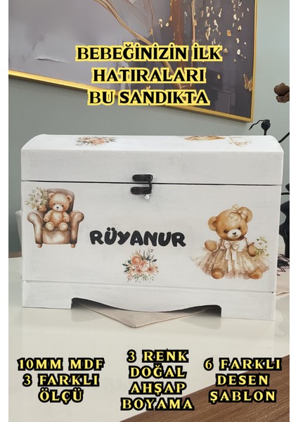 Kişiye Özel Bebek ve Aile Hatıra Sandığı/el Yapımı 10MM Mdf – 3 Beden, 3 Renk, 6 Motif Seçenekli fiyatları