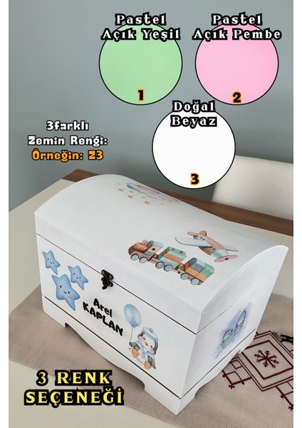 Kişiye Özel Bebek ve Aile Hatıra Sandığı/el Yapımı 10MM Mdf – 3 Beden, 3 Renk, 6 Motif Seçenekli modelleri